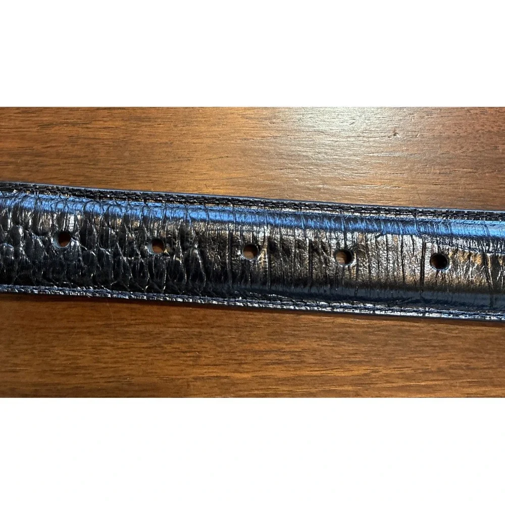 DANIEL CREMIEUX Belt Brown Leather Embossed Crocodile Mens Sz 42 Italian Leather